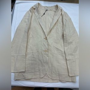 Leon Max Linen Blend Open Blazer Large